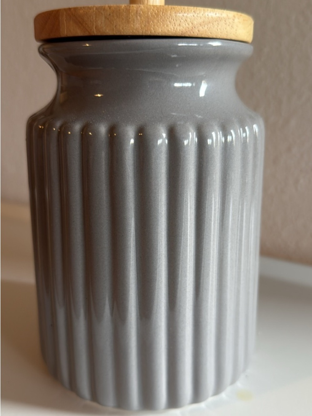 Storage Jar with Bamboo Lid - Gray